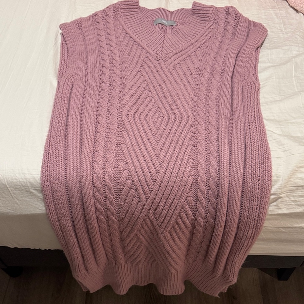 Pink Cable Knit Women's Sweater Dress